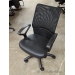 Black Leather Mesh Back Rouillard Task Chair w Arms